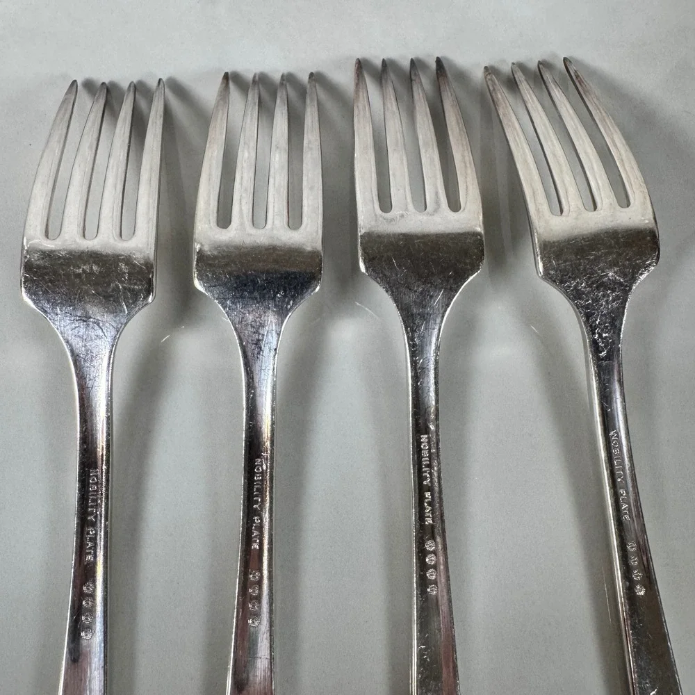 Set‎ of 4 Oneida Nobility Plate Silver Plated Dinner Forks Caprice Floral Lot 2